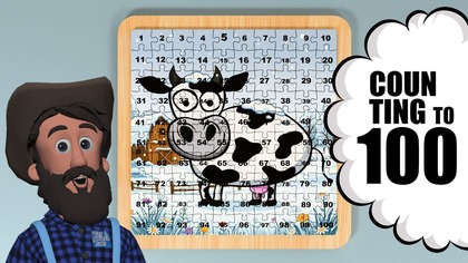 Counting to 100 with cow puzzles for kids