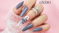 Grey nails and black Snake nails art tutorial / EZEBRA