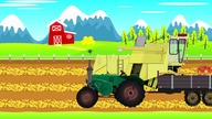 Nice Tractor and Combine Harvester for Kids | traction-engine | cartoon animations and tractors