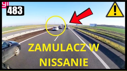 Chłop co stwarza zagrożenie na lewym pasie
