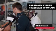 Siatkarze wrócili do kraju.  Kubiak udzielał wywiadu...  musiał przeprosić i odejść