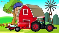 Farmer Works on farm | Tractor.  Sugar beets | Rolnik Praca na Roli - cartoon animation tractor
