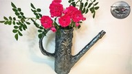 Elegancka srebrna konewka z reliefem ELEGANT SILVER WATERING CAN WITH RELIEF -Pomysły plastyczne DiY