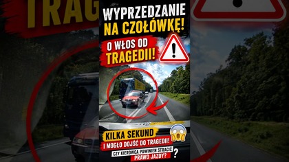 Niebezpieczne wyprzedzanie i sekundy od groźnej sytuacji.  #polscykierowcy #dashcam #bezpieczenstwo