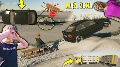 WIEJSKIE ZIMOWE ATRAKCJE EKSTREMALNE SANKI NOWYM BWM CHŁOP ZACZĄŁ DRIFTOWAĆ TIREMMĄŻ I ŻONA92