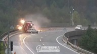 Cysterna spadła z wiaduktu.  53-letni kierowca zginął.