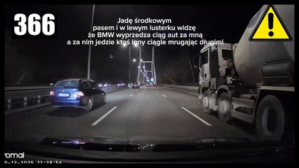 Przyhamowanie za mruganie światłami