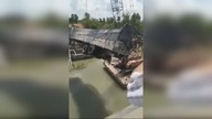 LiveLeak - Truck destroyed a bridge and now a crane
