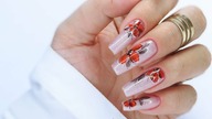 Red autumn flowers nails art tutorial / Allepaznokcie Molly Lac