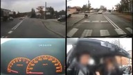 Egzamin na prawo jazdy. Mały chłopiec staje na drodze kursantki