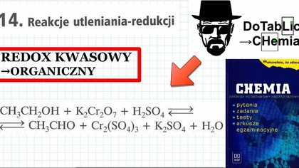 REDOX KWASOWY ORGANICZNY CH3CH2OH+K2Cr2O7+H2SO4CH3CHO+Cr2(SO4)3+K2SO4+H2O