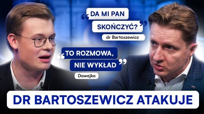 DR BARTOSZEWICZ POUCZA DZIENNIKARZA PAN CHCE WMAWIAĆ.  NERWOWE SPIĘCIE W STUDIU