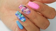 Pink and Blue Quartz nails art Tutorial /Sunflower Professional
