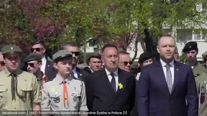 Izraelskie flagi przy Pomniku Bohaterów Getta.  Kto przejmuje pamięć¿ (1080p 60fps H264-128kbit AAC-polski)