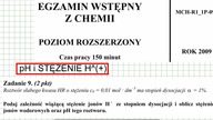 STOPIEŃ DYSOCJACJI I pH.  ZADANIE 9 AM 2009 #chemia