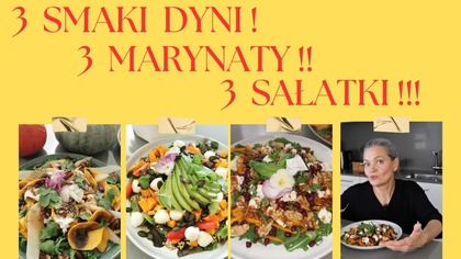 3 sałatki z dynią w różnych marynatach  feta, burrata, mozzarella