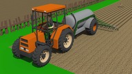 Manure, Slurry and Tractor with front drive - organic fertilizer and Farmers job at the farm
