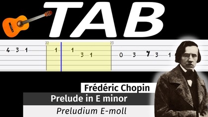  Preludium E-moll (F.  Chopin) - melodia TAB (gitara)  TABY I NUTY W OPISIE 