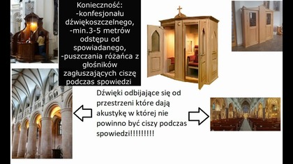 Spowiedź-brak konfesjonału dźwiękoszczelnego w parafii=brak wielu ludzi,zniechęcenie do powrotu do kościoła=obawa że słychać grzechy.Wielu księży olew