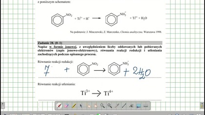 Benzen łatwo ulega reakcji nitrowania, kt&oacute;rej produkt może być substratem dalszych przemian. ZADANIE 28 CKE 2020 CZERWIEC(MAJ) REDOX