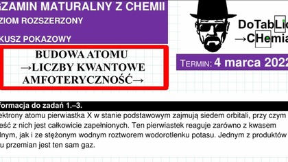 Elektrony atomu pierwiastka X w stanie podstawowym zajmują siedem orbitali ZADANIE 1,2 i 3 CKE 2022 MARZEC.  do tablicy.  #Chemia