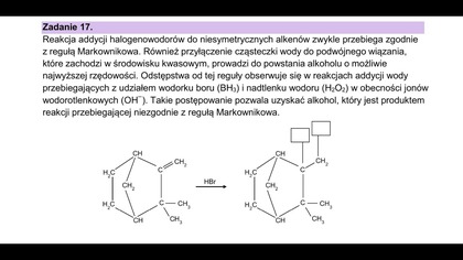 ZADANIE 17 CKE 2025 MAJ | Reakcja addycji halogenowodorów do niesymetrycznych alkenów zwykle ...
