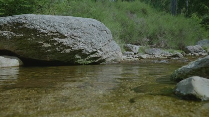 Clear Mountain Stream for Focus Natural Water Flow by Rock