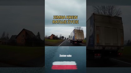 Sekundy od tragedii.  Dostawczak wyprzedza w ciemno  zimna krew ratuje.  #droga #uwaga #polskiedrogi