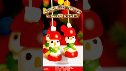  Bałwanki z Mozzarelli w 5 Minut!  Świąteczna przekąska #przekąska #święta #przepis #shorts