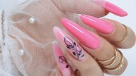 pink leaves nails art tutorial /Elisium Nails