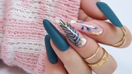 Green leaves autumn nails art tutorial / Elisium Nails