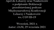 Apel do Lekarzy oraz Naukowców o podpisanie Deklaracji przedstawionej podczas Międzynarodowej Konfer