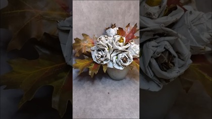 BIAŁE RÓŻE Z LIŚCI @diy_art_ideas #shorts #diy