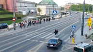 Alarmowo 5 radiowozów i 2x nadzór ruchu Tramwaje Warszawskie przez Stare Miasto w Warszawie