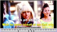 Lady GaGa Eh Eh Nothing Else I Can Say Karaoke with Lyrics on the screen.