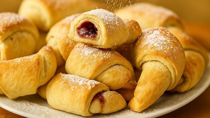 Rogaliki z marmoladą różaną  mięciutkie i pachnące!