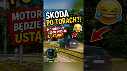 Skoda chyba pomyliła drogę z torowiskiem  #shorts #polskiekierowcy #skoda