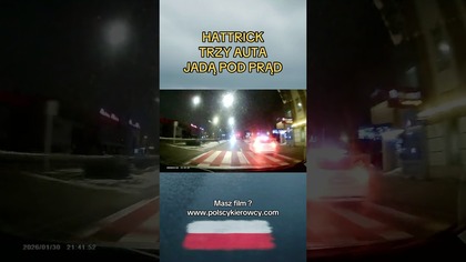 Hattrick na drodze! Aż trzy auta jadą pod prądjak to możliwe?  #dashcam #podprad #droga #kierowcy