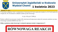 RÓWNOWAGA REAKCJI, ALGEBRA.  ZADANIE 17 UJ 2023 WRZESIEŃ.
