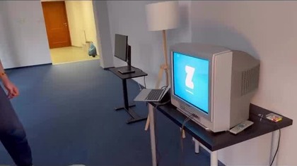 Dawid Myśliwiec z Naukowego Bełkotu uruchomił ZWIFT na kineskopie.  #zwift #cycling