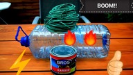 Experiment Karbid, Bottle, Fuse, Water, Fire  Boom !!!! Explode !!