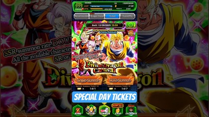 SUPER SAIYAN GOHAN (FUTURE) CARNIVAL SUMMON TICKET SPECIAL DAY DIVINE DOUBLE SSR RATE SUMMKN