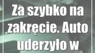 Za szybko na zakręcie.  Auto uderzyło w latarnię