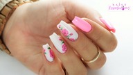 Easy Roses nails art tutorial / Gabrielle Nails Charbonne