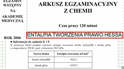 ZADANIE 8 I 9 AM 2006 ENTALPIA TWORZENIA PRAWO HESSA