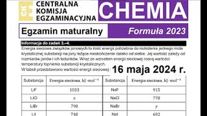Zadanie 3 i 4 CKE 2024 MAJ Energia sieciowa związków jonowych to ilość energii... @DoTablicyCHEMIA
