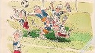 Uroczy footballowy rysunek Juliana Bohadanowicza z lat 80.