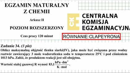 ZADANIE 34 CKE 2006 RÓWNANIE CLAPEYRONA STECHIOMETRIA