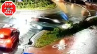Pijany kierowca nie trafił w żaden zjazd na rondzie.  STOP PIRAT
