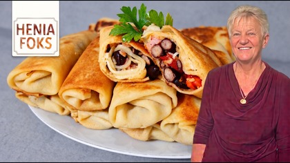 Naleśniki zbójeckie z pieczarkami, szynką i serem  chrupiące i pełne farszu!